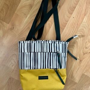 Sherpani Gold and Black Striped Tote